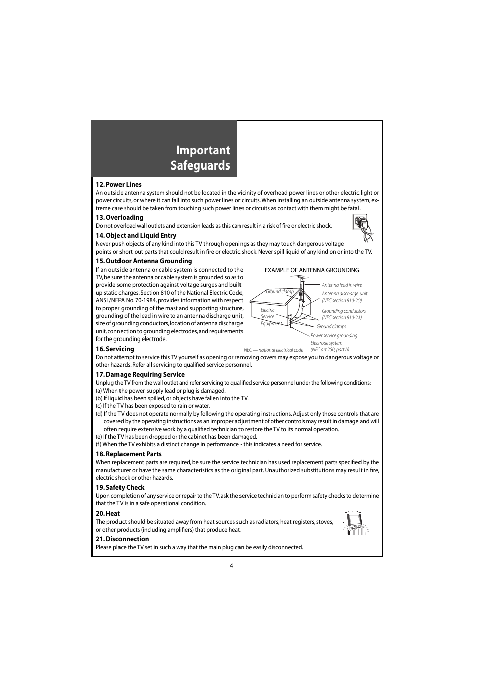 Important safeguards | Daewoo DLT-46U1HZ User Manual | Page 4 / 58