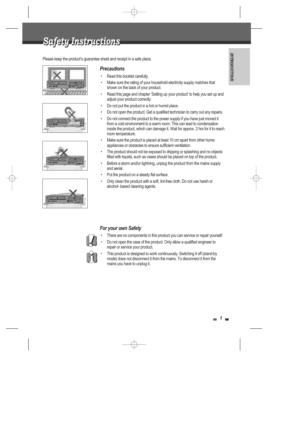 Safety instructions | Daewoo DRV-6815 User Manual | Page 2 / 60