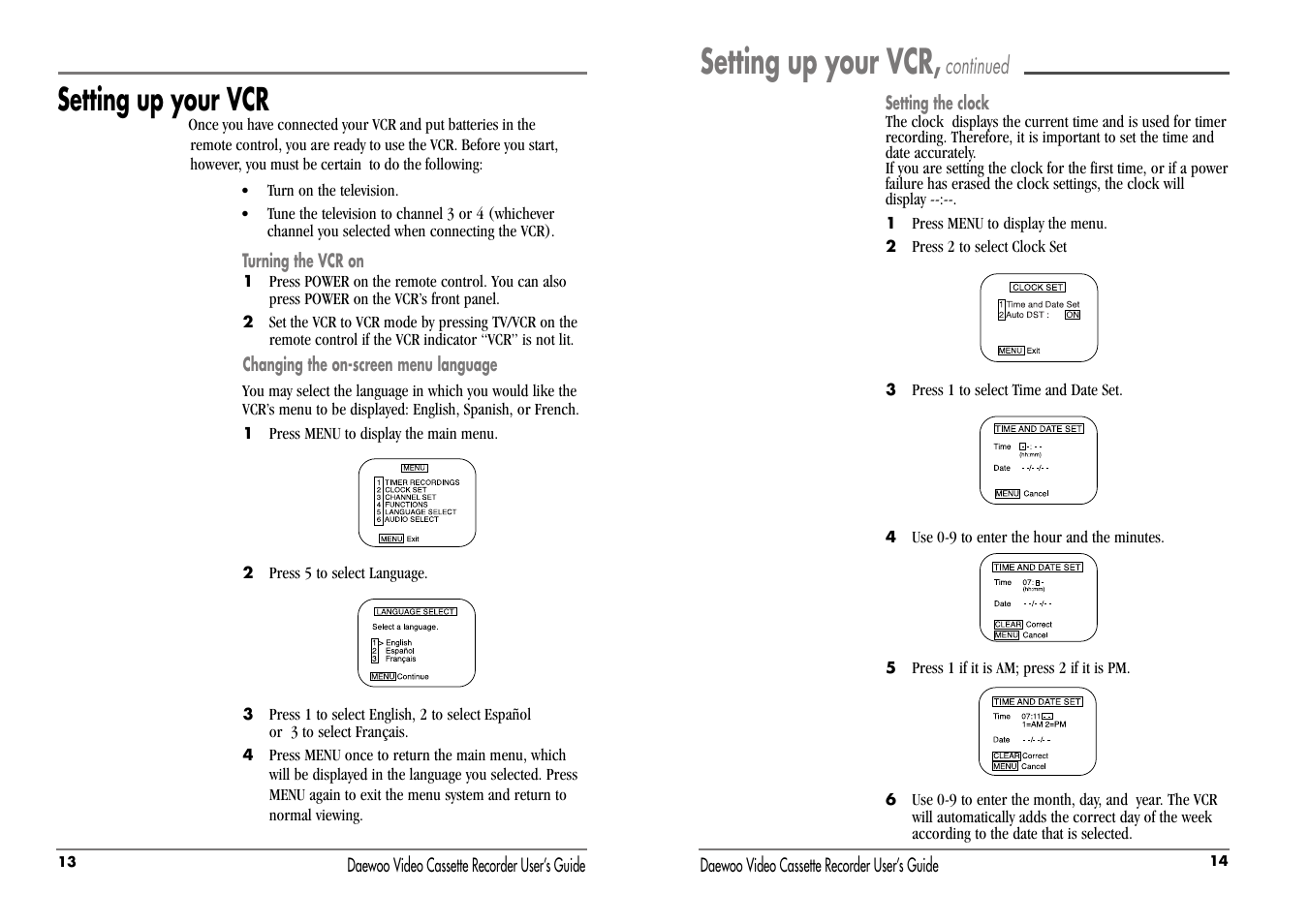 Setting up your vcr, Continued | Daewoo DV-T87N User Manual | Page 10 / 22