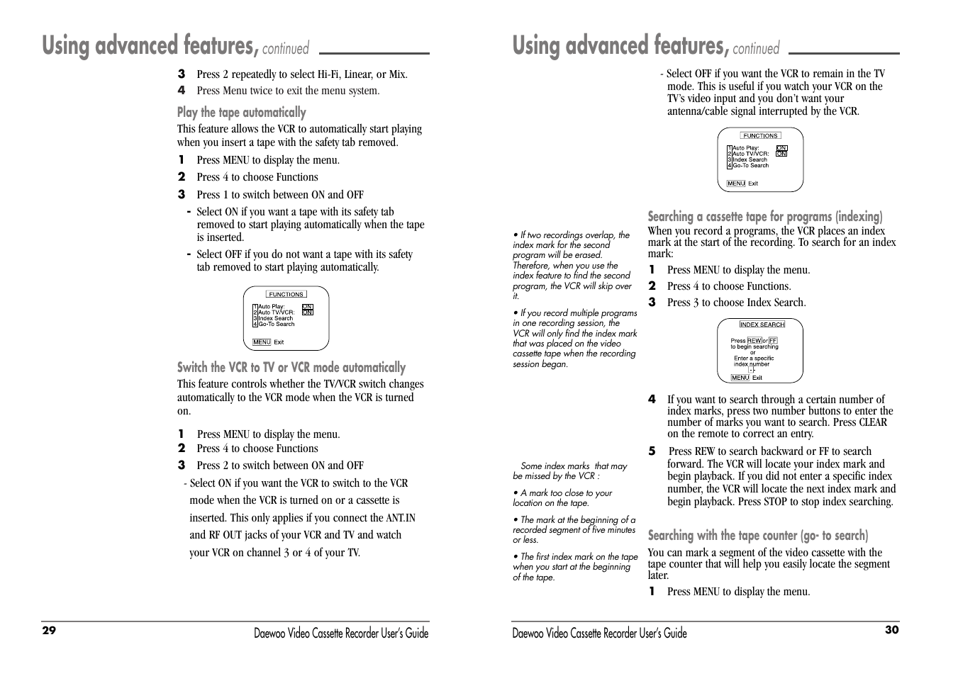 Using advanced features, Continued | Daewoo DV-T87N User Manual | Page 18 / 22