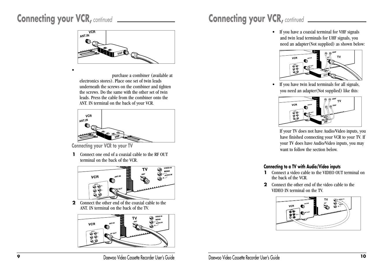 Connecting your vcr, Continued | Daewoo DV-T87N User Manual | Page 8 / 22