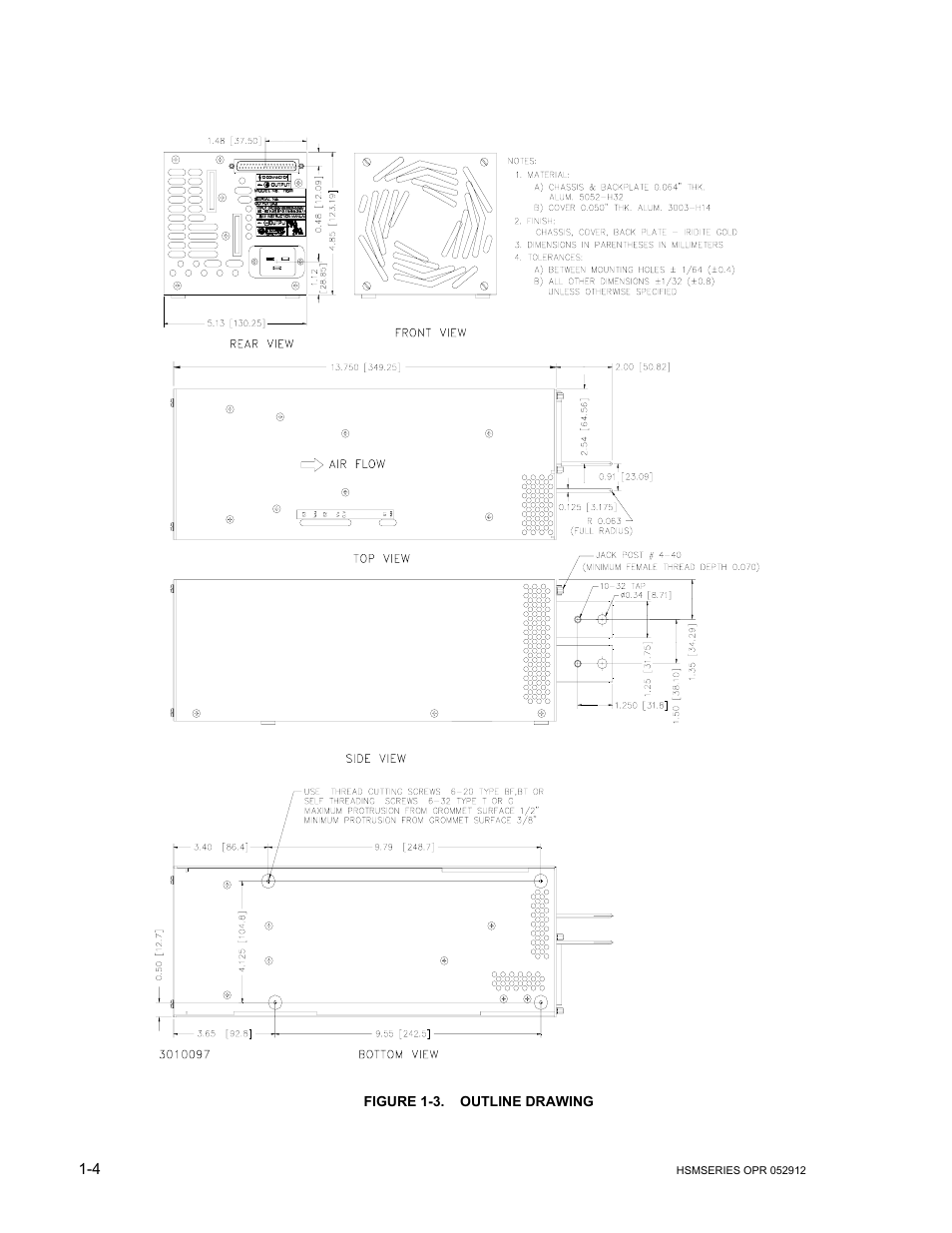 Figure 1-3. outline drawing, Outline drawing -4, Gure 1-3) | KEPCO HSM Series User Manual | Page 10 / 34