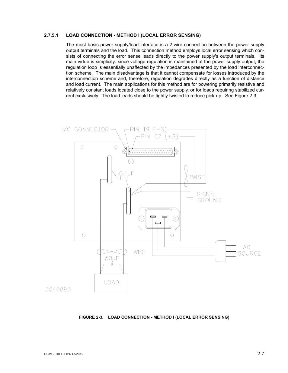 1 load connection - method i (local error sensing), E 2-3 | KEPCO HSM Series User Manual | Page 19 / 34