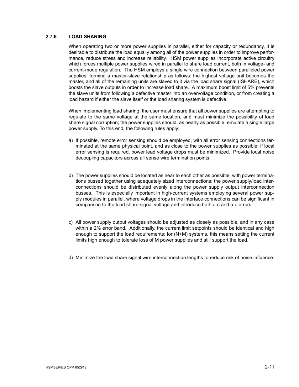 6 load sharing, Load sharing -11, R. 2.7.6) | KEPCO HSM Series User Manual | Page 23 / 34