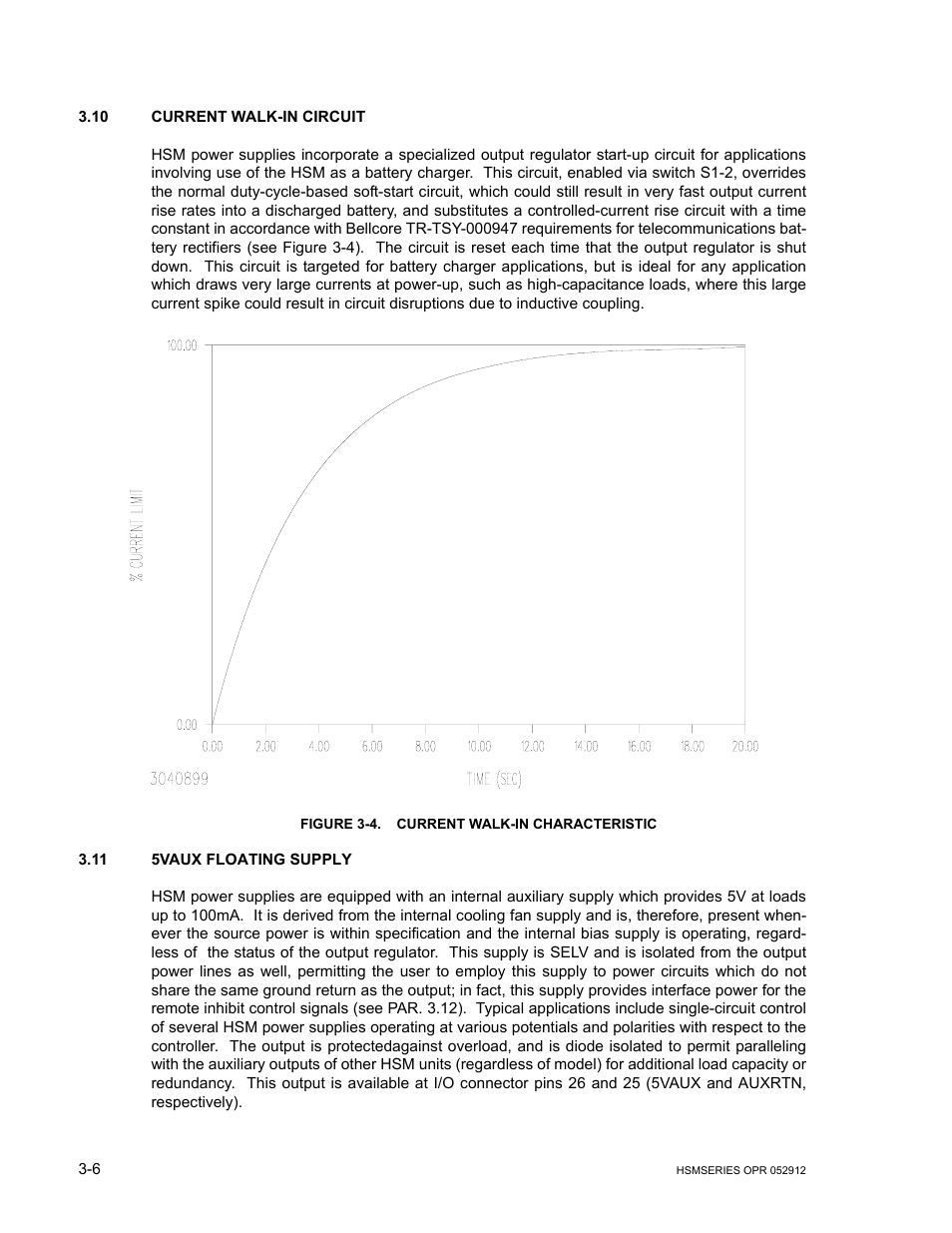 10 current walk-in circuit, Figure 3-4. current walk-in characteristic, 11 5vaux floating supply | Current walk-in circuit -6, 5vaux floating supply -6, Current walk-in characteristic -6 | KEPCO HSM Series User Manual | Page 30 / 34