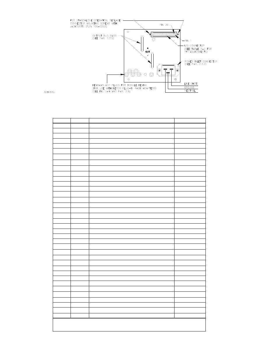 Figure 2-3. hsp series rear panel connections, Table 2-1. i/o connector pin assignments, Hsp series rear panel connections -2 | I/o connector pin assignments -2, 3 and, Ble 2-1 | KEPCO HSP Series Operator Manual User Manual | Page 16 / 38