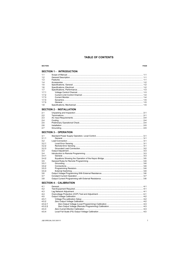 KEPCO JQE 150-1.5MVPY-26956 Half Rack User Manual | Page 7 / 80