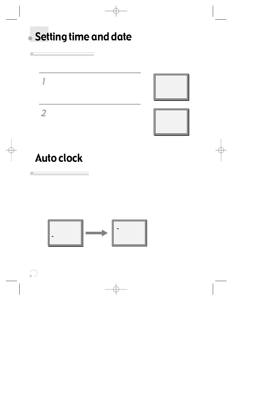 Setting time and date, Auto clock, Setting time and date setting auto clock | Daewoo SG-9210P User Manual | Page 20 / 64