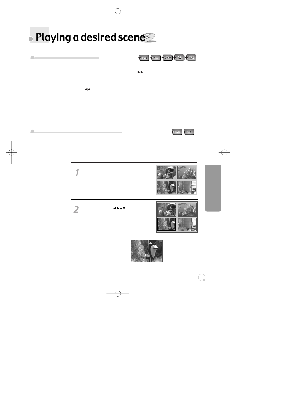 Playing a desired scene | Daewoo SG-9210P User Manual | Page 37 / 64