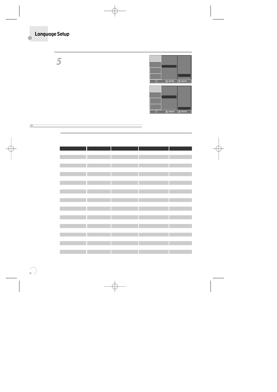 Table of language and their abbreviations, Language setup | Daewoo SG-9210P User Manual | Page 50 / 64