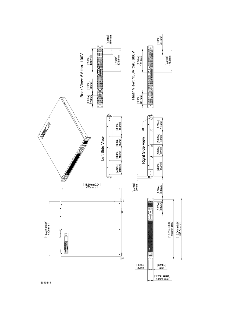 Kln 1500w power supply, outline drawing sd -10, Re 1-3 | KEPCO KLN Series (750W, 1500W, 3000W), Main Contro Firmware Version 1.70 and higher User Manual | Page 20 / 108