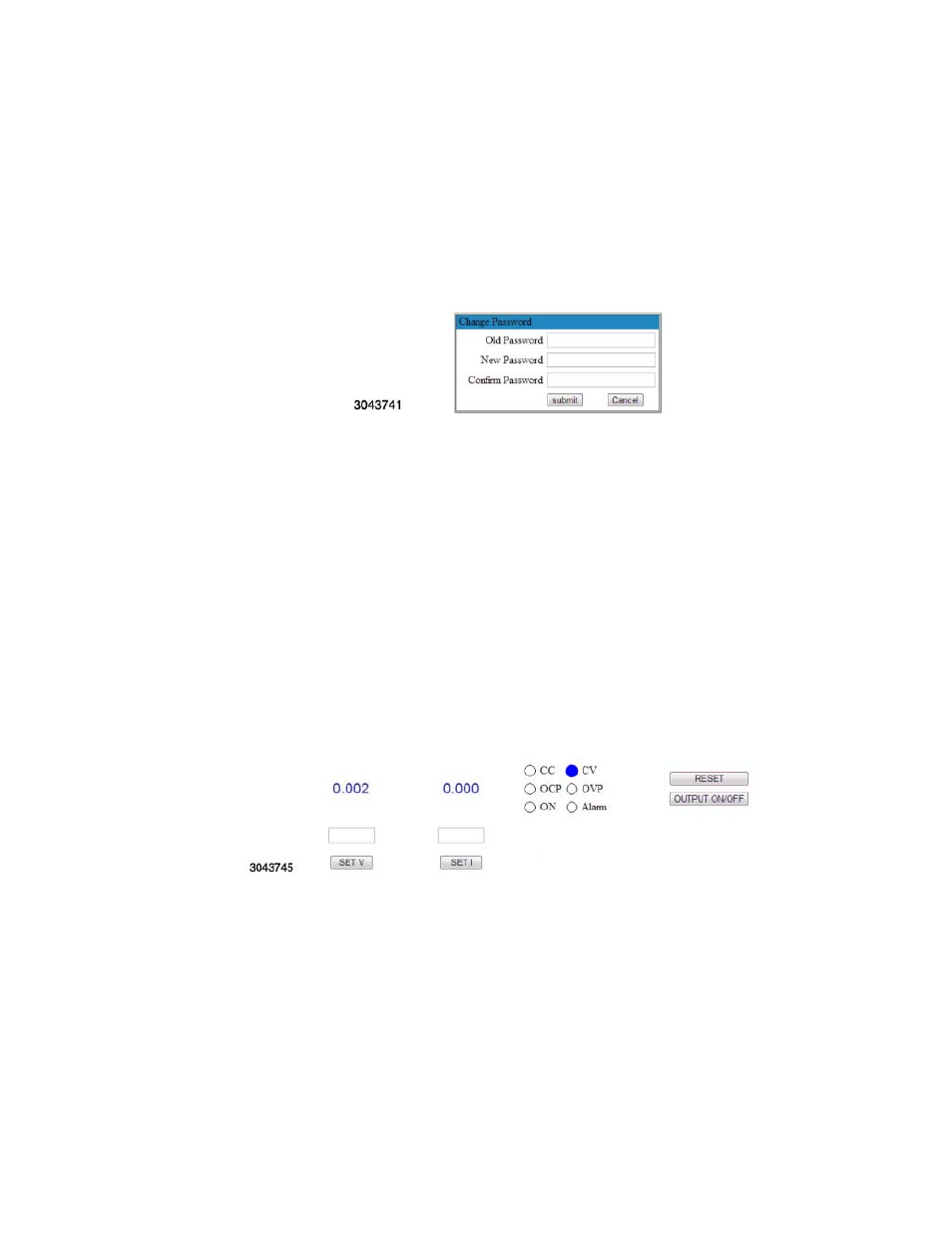 3 changing lan password, Figure 3-12. change password screen, 4 instrument control | Changing lan password -37, Instrument control -37 | KEPCO KLN Series (750W, 1500W, 3000W), Main Contro Firmware Version 1.70 and higher User Manual | Page 83 / 108