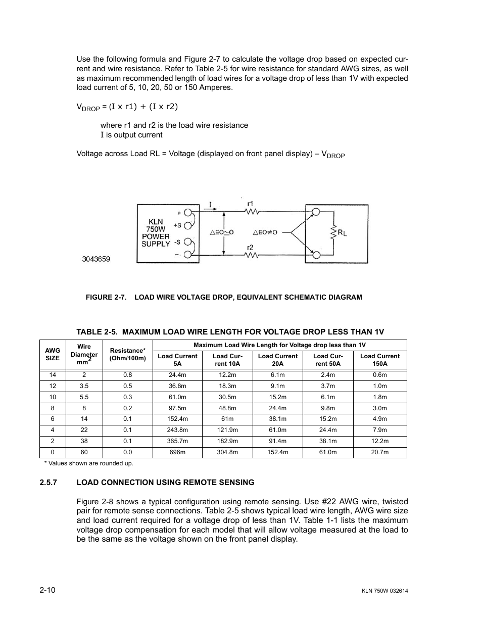 7 load connection using remote sensing, Load connection using remote sensing -10 | KEPCO KLN 750W Series, Firmware Version 1.60 to 1.6x User Manual | Page 30 / 86