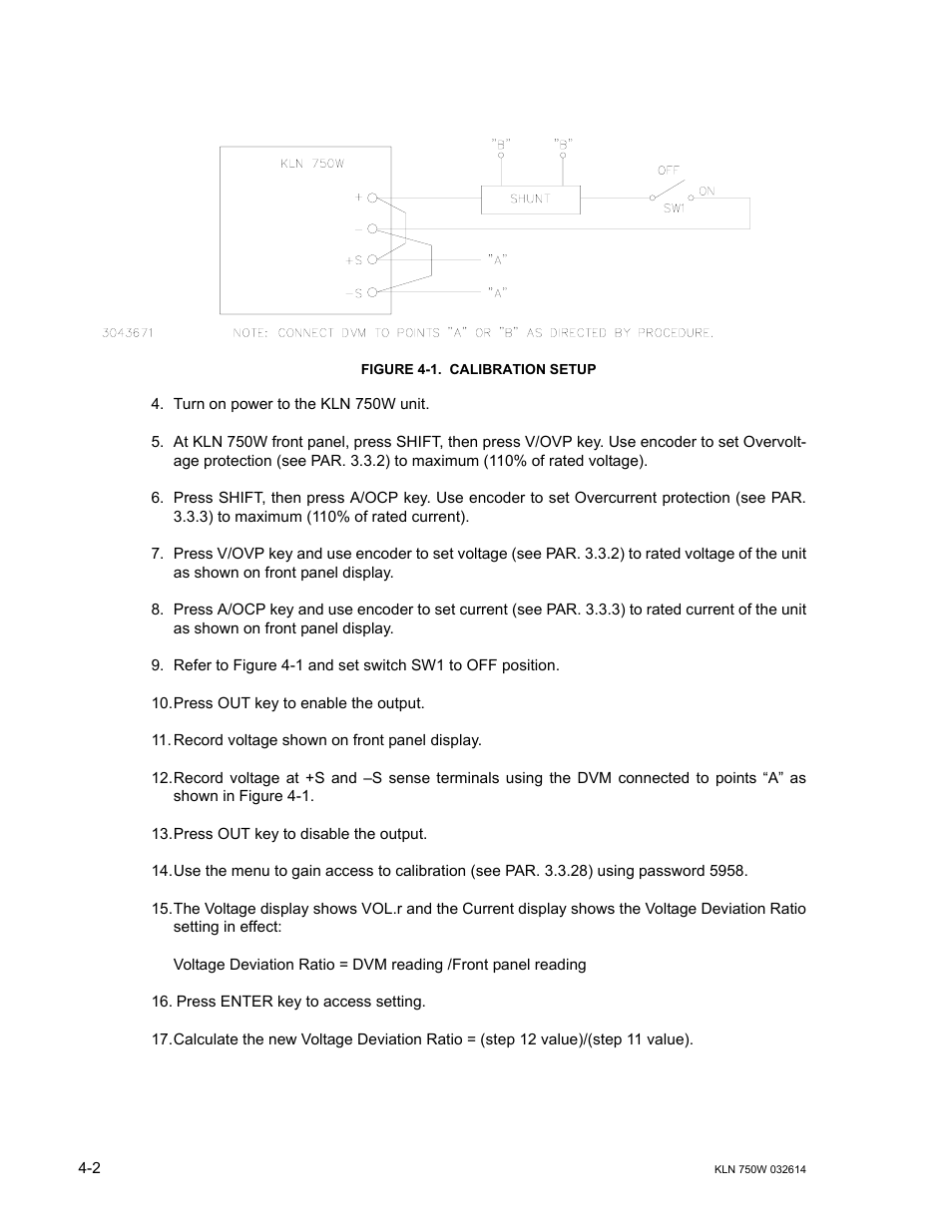 Figure 4-1. calibration setup, Calibration setup -2, Re 4-1 | KEPCO KLN 750W Series, Firmware Version 1.60 to 1.6x User Manual | Page 70 / 86