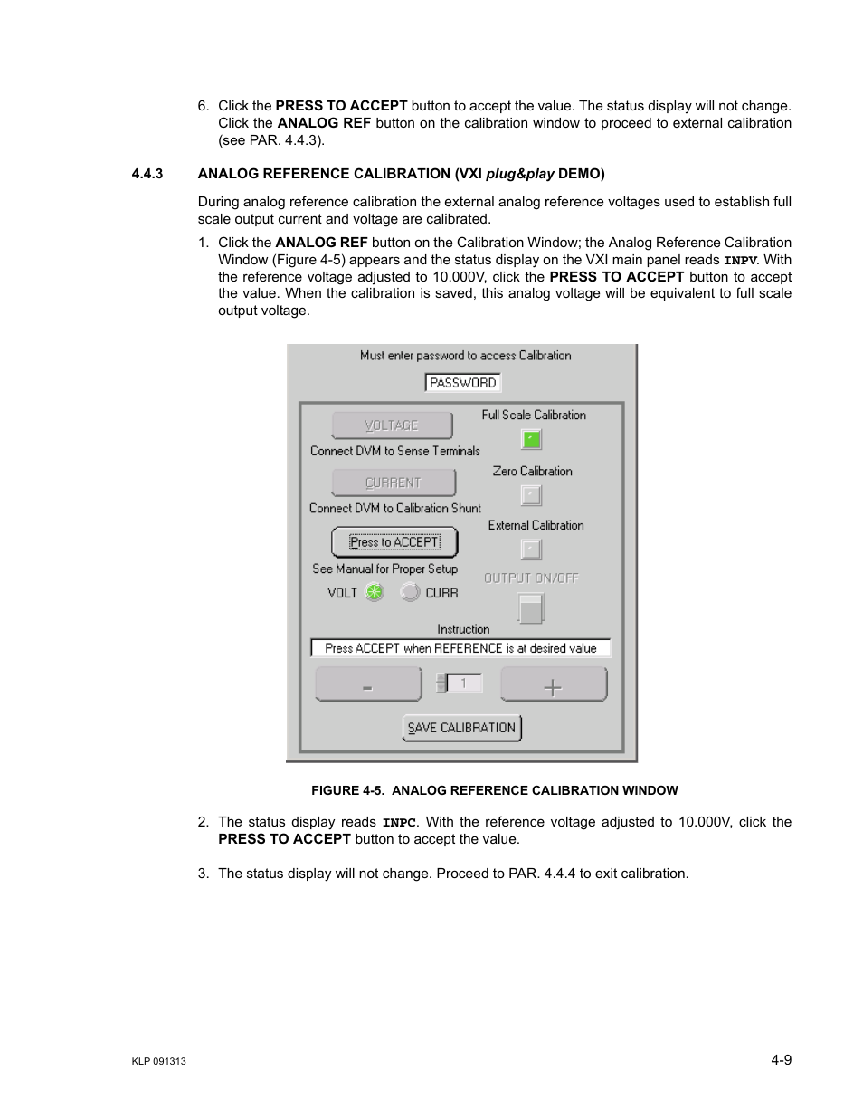 Figure 4-5. analog reference calibration window, Analog reference calibration window -9, R. 4.4.3 | KEPCO KLP Series User Manual, Rev 4 User Manual | Page 89 / 94