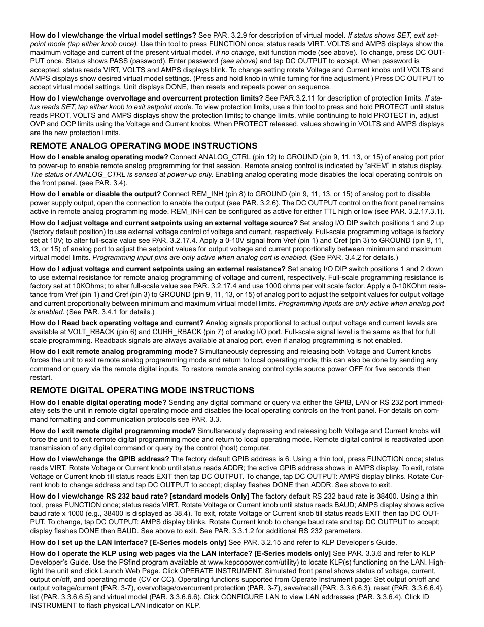 KEPCO KLP Series User Manual, Rev 4 User Manual | Page 94 / 94