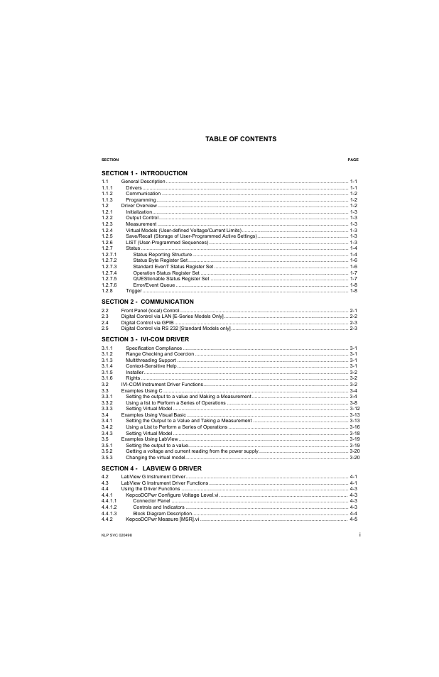 KEPCO KLP Series Developers Guide, Rev 3 User Manual | Page 3 / 132