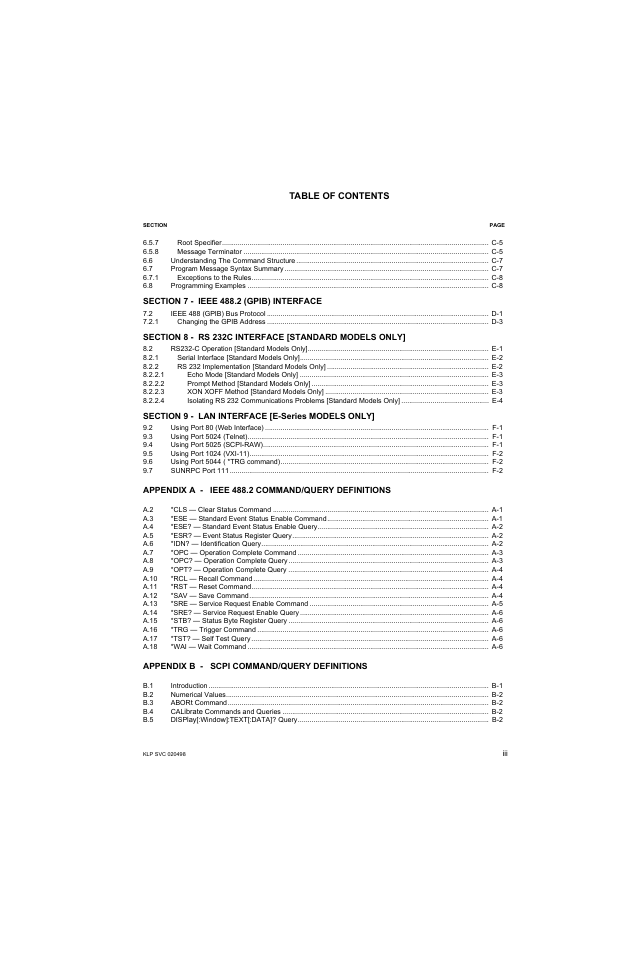 KEPCO KLP Series Developers Guide, Rev 3 User Manual | Page 5 / 132