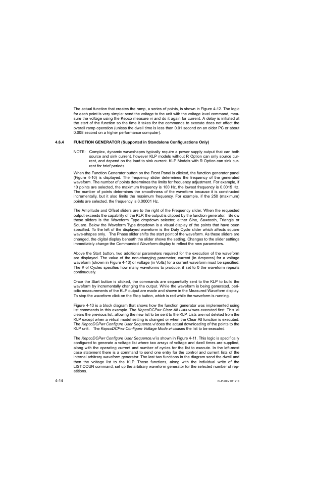 4 function generator, Function generator -14 | KEPCO KLP Series Developers Guide, Rev 3 User Manual | Page 56 / 132