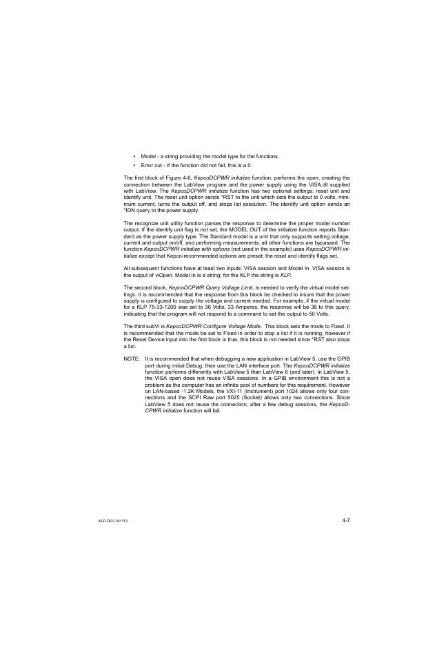 KEPCO KLP Series Developer's Guide, Rev 1 User Manual | Page 49 / 132