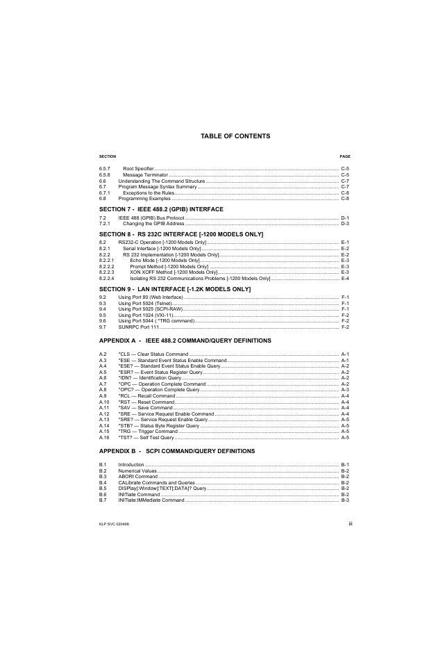 KEPCO KLP Series Developer's Guide, Rev 1 User Manual | Page 5 / 132