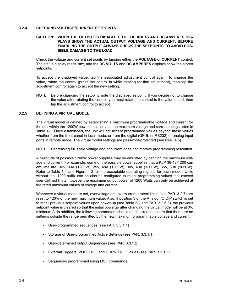 4 checking voltage/current setpoints, 5 defining a virtual model, Checking voltage/current setpoints -4 | Defining a virtual model -4, Ar. 3.2.5 an, 5), a, Ar. 3.2.5) | KEPCO KLP Series (older -1200 models) Operator Manual User Manual | Page 44 / 110