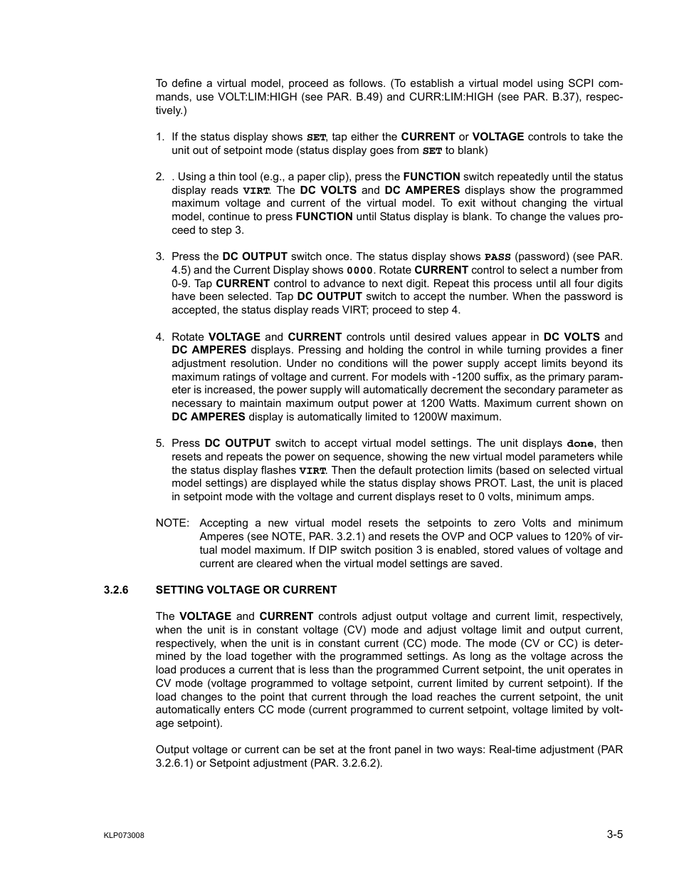 6 setting voltage or current, Setting voltage or current -5, Ar.3.2.6) | 6) an | KEPCO KLP Series (older -1200 models) Operator Manual User Manual | Page 45 / 110