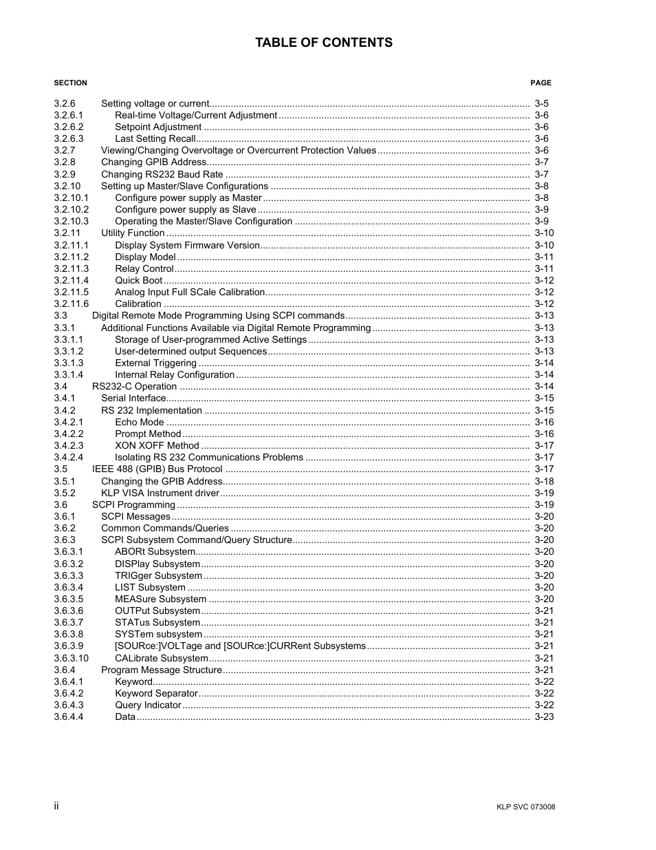 KEPCO KLP Series (older -1200 models) Operator Manual User Manual | Page 8 / 110