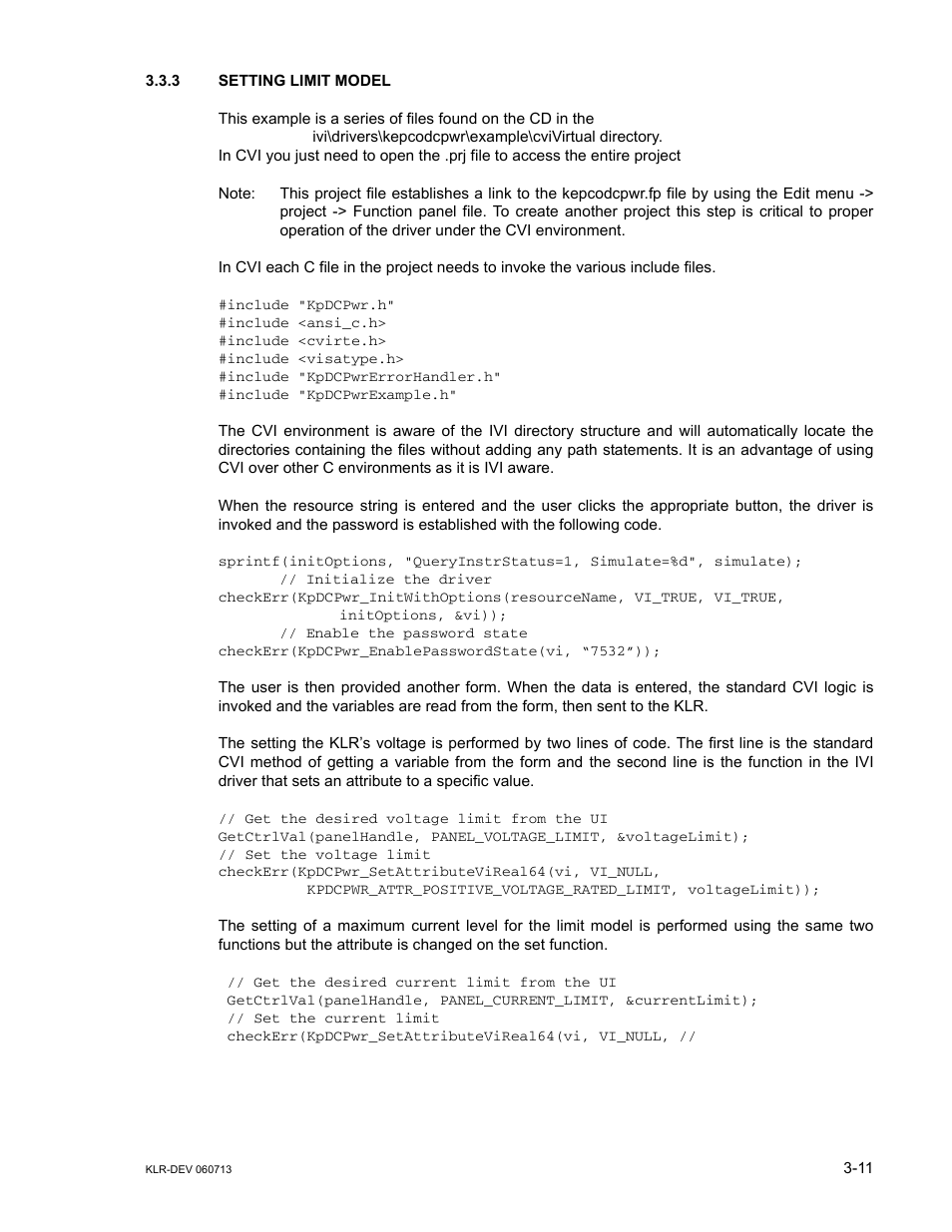 3 setting limit model, Setting limit model -11 | KEPCO KLR Series Developers Guide User Manual | Page 33 / 128