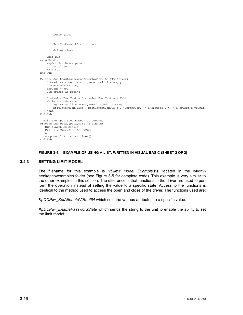 3 setting limit model, Setting limit model -16 | KEPCO KLR Series Developers Guide User Manual | Page 38 / 128