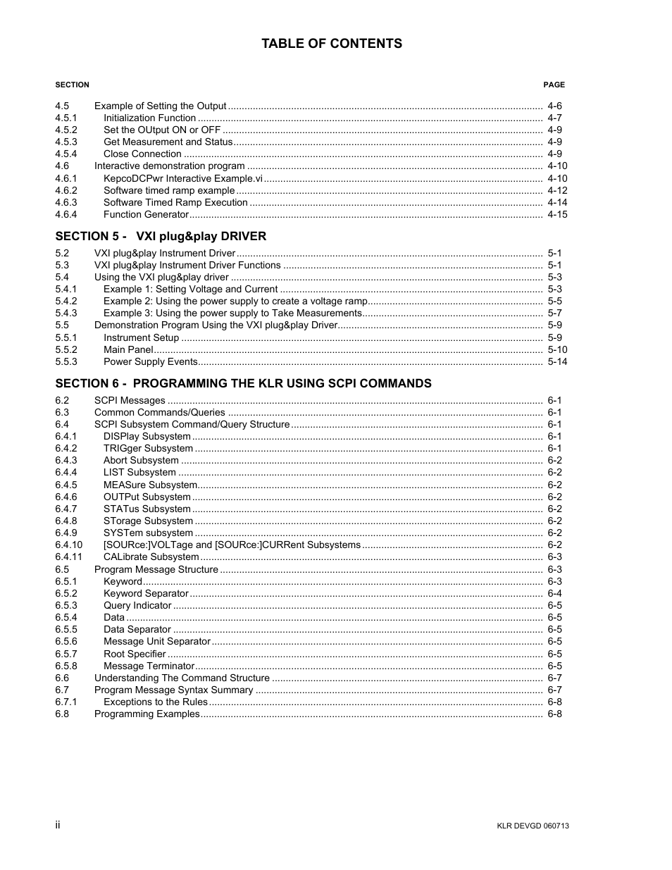 KEPCO KLR Series Developers Guide User Manual | Page 4 / 128