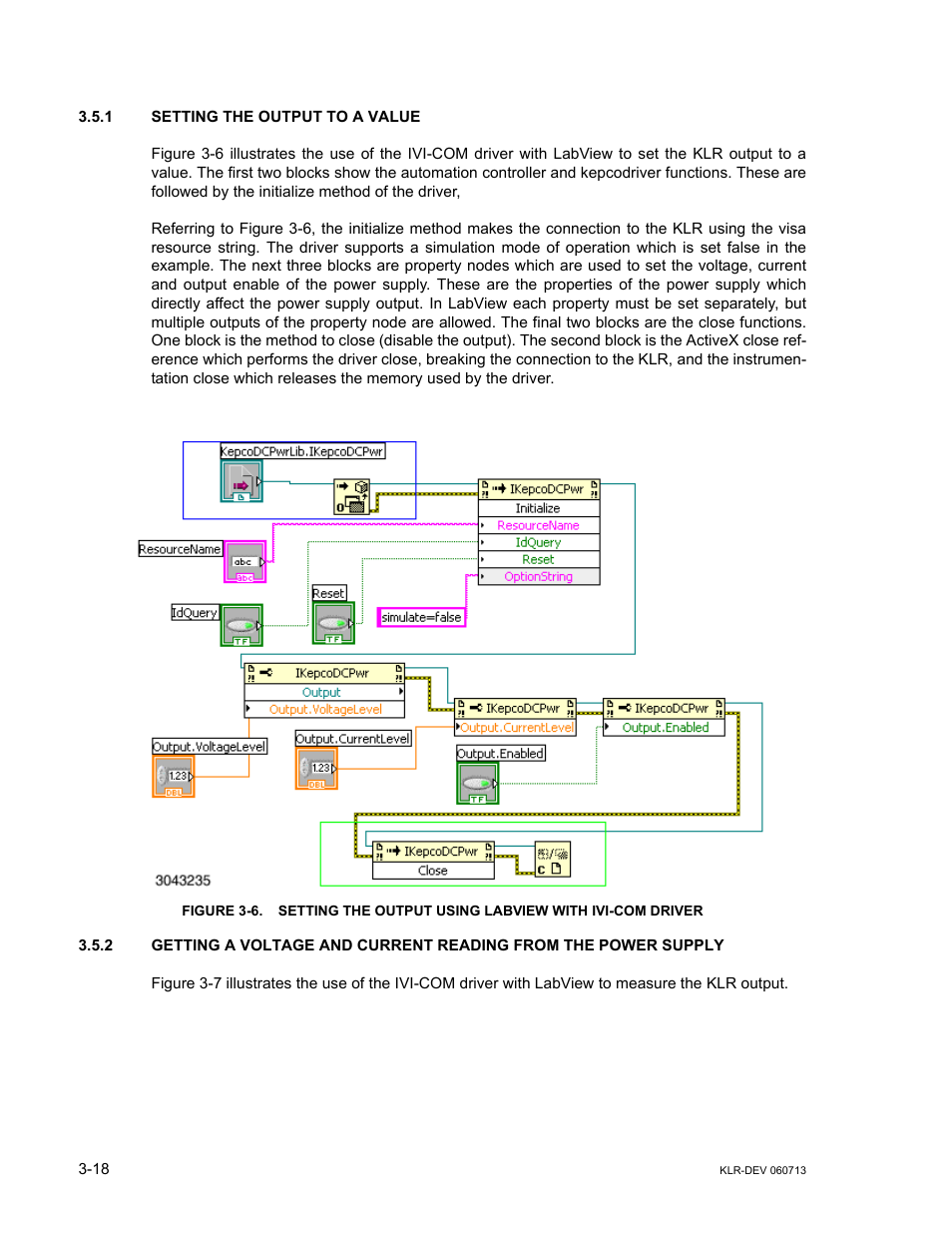 1 setting the output to a value, Setting the output to a value -18 | KEPCO KLR Series Developers Guide User Manual | Page 40 / 128