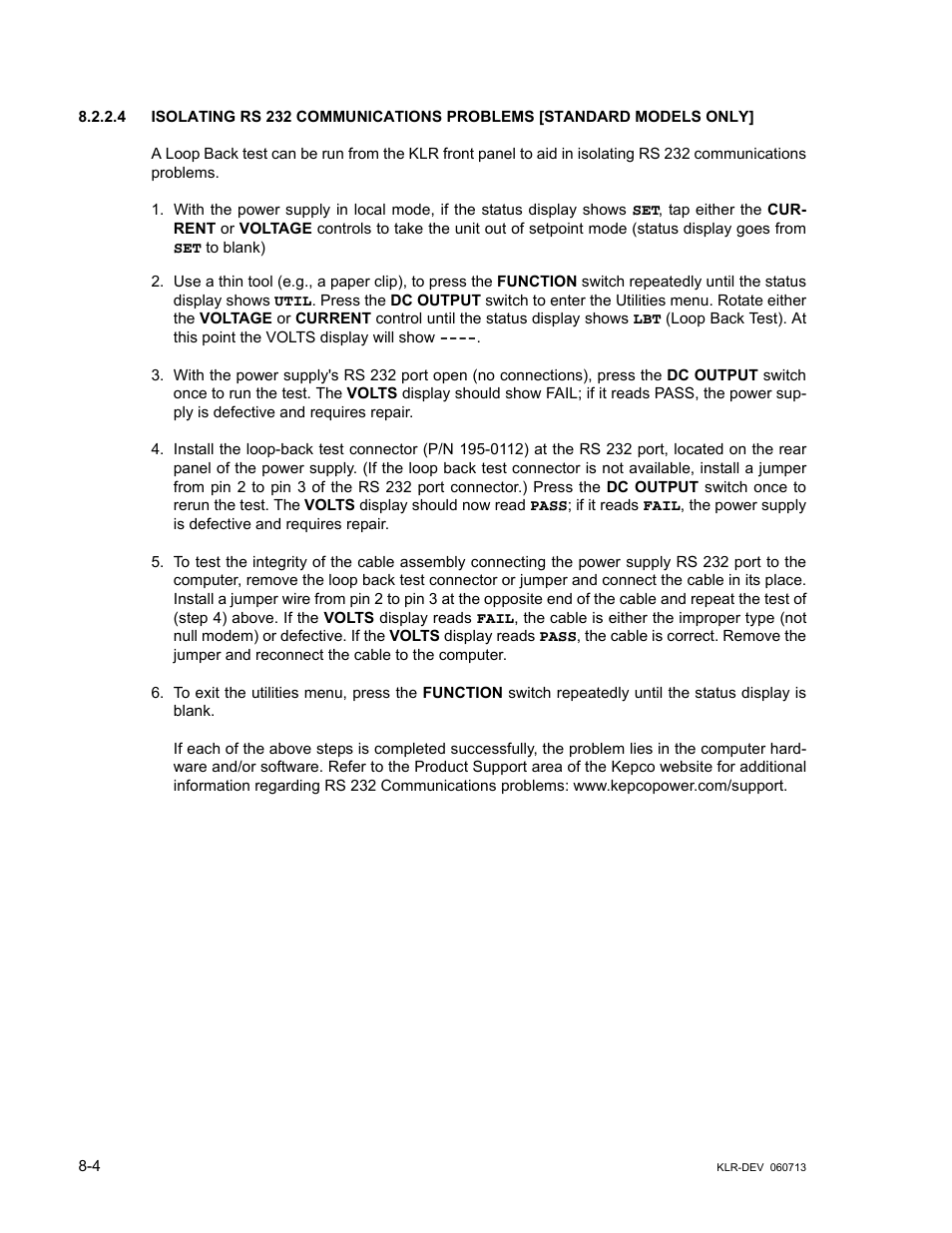KEPCO KLR Series Developers Guide User Manual | Page 94 / 128