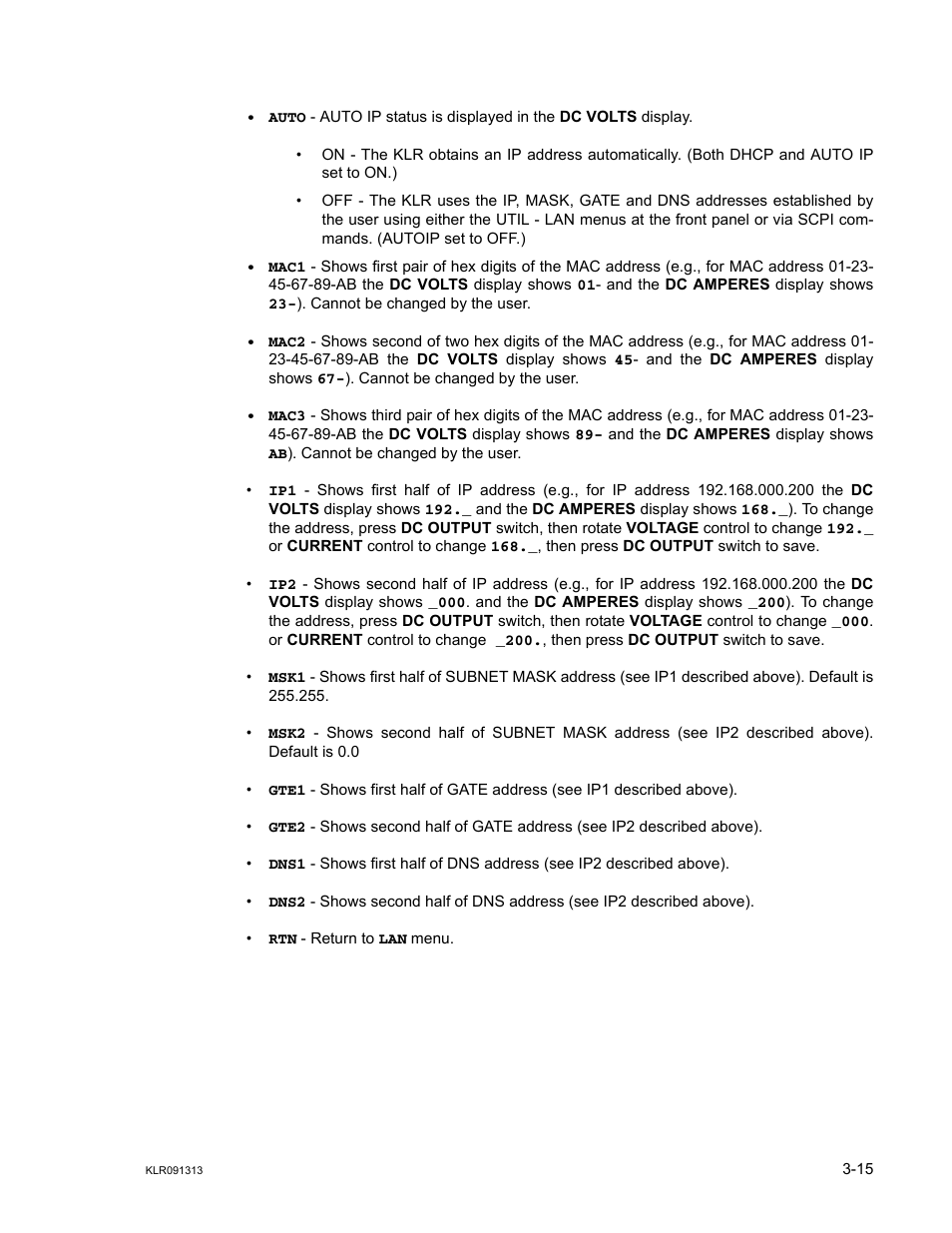 KEPCO KLR Series User Manual User Manual | Page 55 / 92