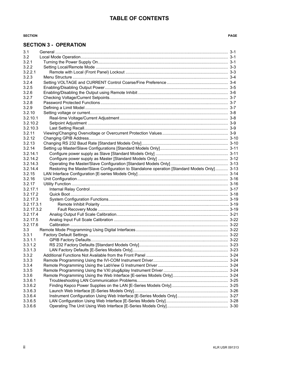 KEPCO KLR Series User Manual User Manual | Page 8 / 92