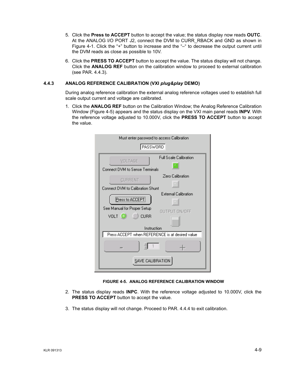 Figure 4-5. analog reference calibration window, Analog reference calibration window -9, R. 4.4.3 | KEPCO KLR Series User Manual User Manual | Page 87 / 92