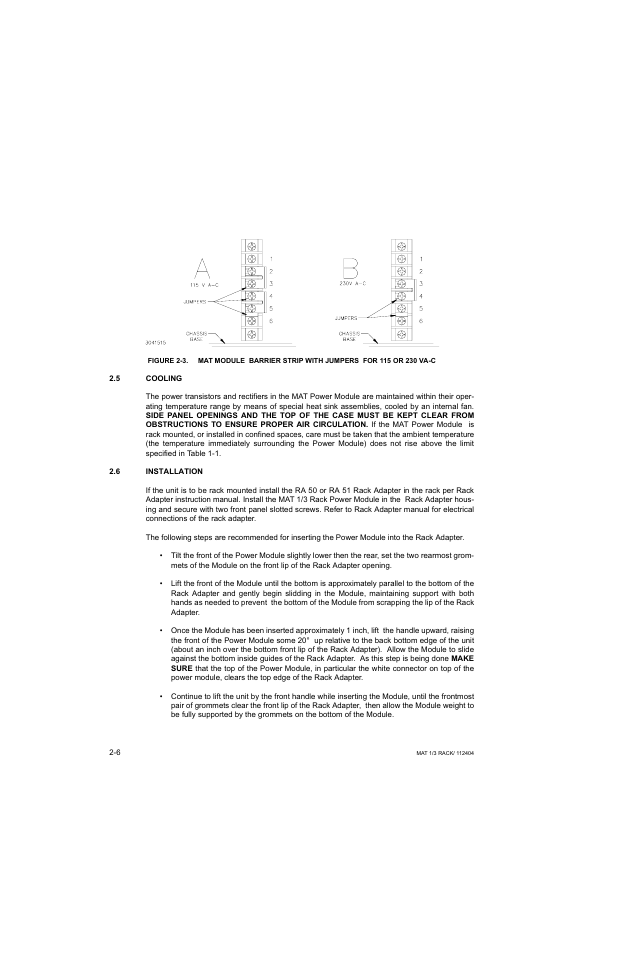 5 cooling, 6 installation, Cooling -6 | Installation -6 | KEPCO MAT 1/3 Rack User Manual | Page 23 / 51