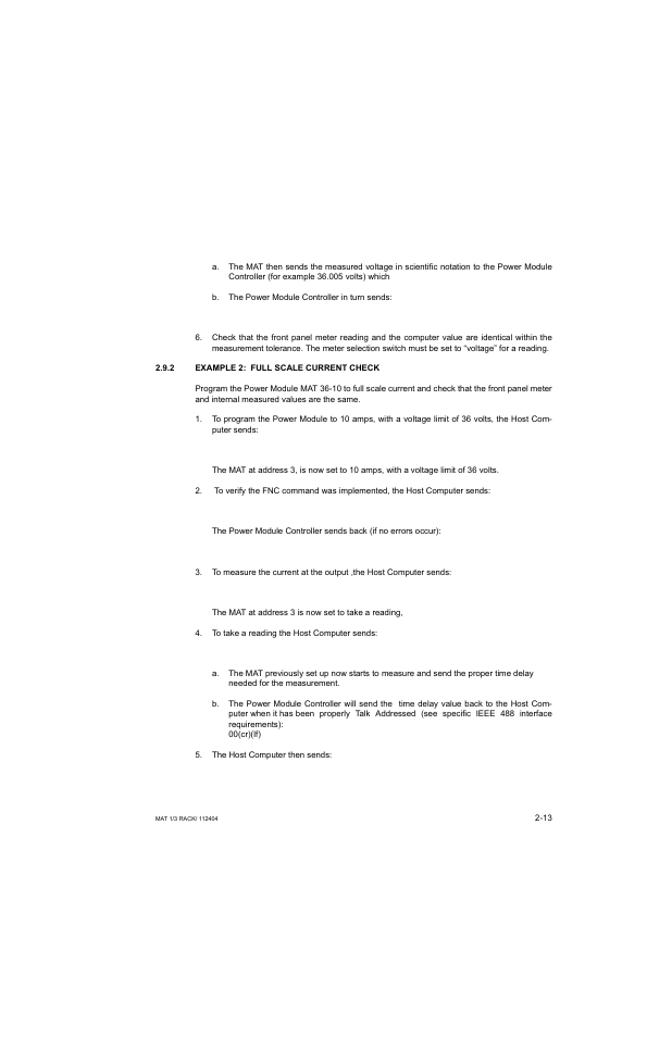 2 example 2: full scale current check, Example 2: full scale current check -13 | KEPCO MAT 1/3 Rack User Manual | Page 30 / 51