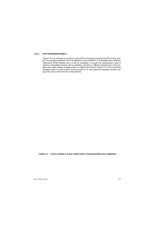 1 scpi program example, Scpi program example -7 | KEPCO MAT 1/3 Rack User Manual | Page 38 / 51