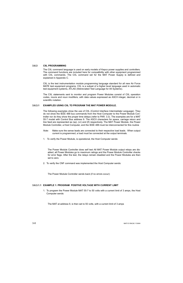 3 ciil programming, Ciil programming -8, R. 3.6.3 | KEPCO MAT 1/3 Rack User Manual | Page 39 / 51