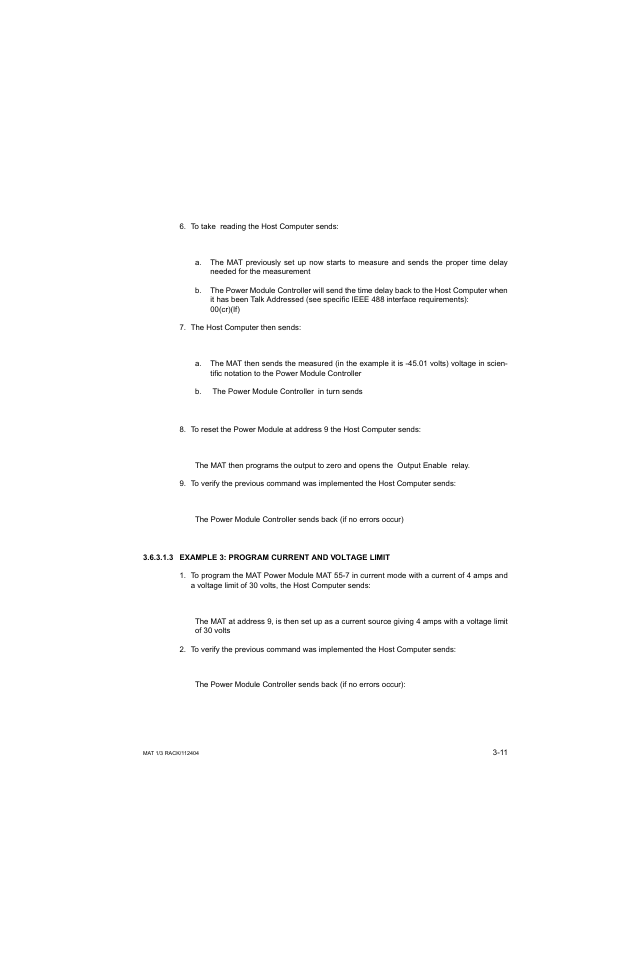 3 example 3: program current and voltage limit, Example 3: program current and voltage limit -11 | KEPCO MAT 1/3 Rack User Manual | Page 42 / 51