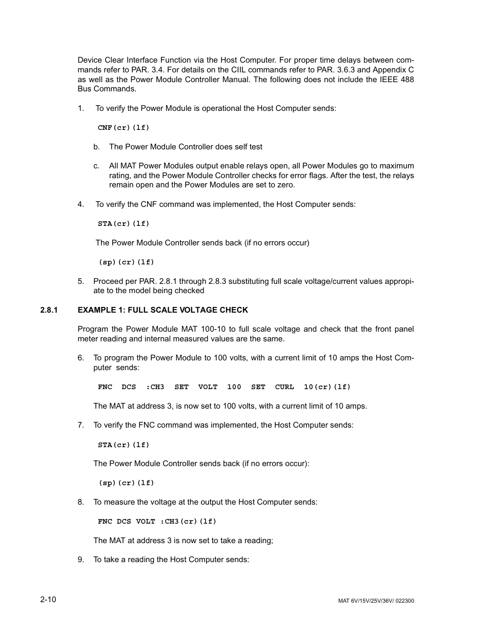 1 example 1: full scale voltage check | KEPCO MAT Full Rack MAT 6V, 15V, 25V AND 36V MODELS User Manual | Page 27 / 46