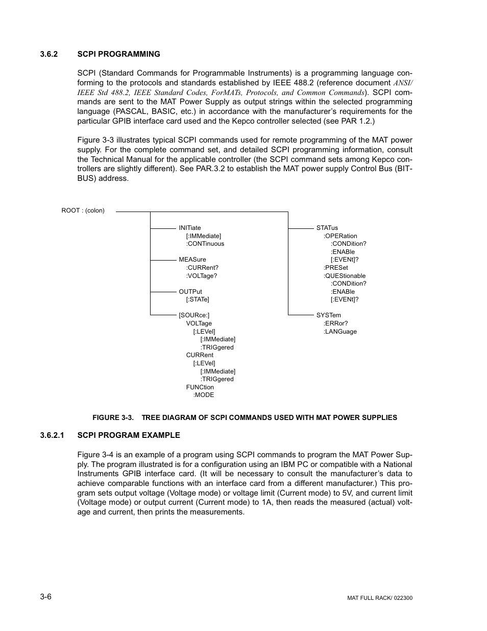 2 scpi programming, 1 scpi program example | KEPCO MAT Full Rack MAT 6V, 15V, 25V AND 36V MODELS User Manual | Page 35 / 46