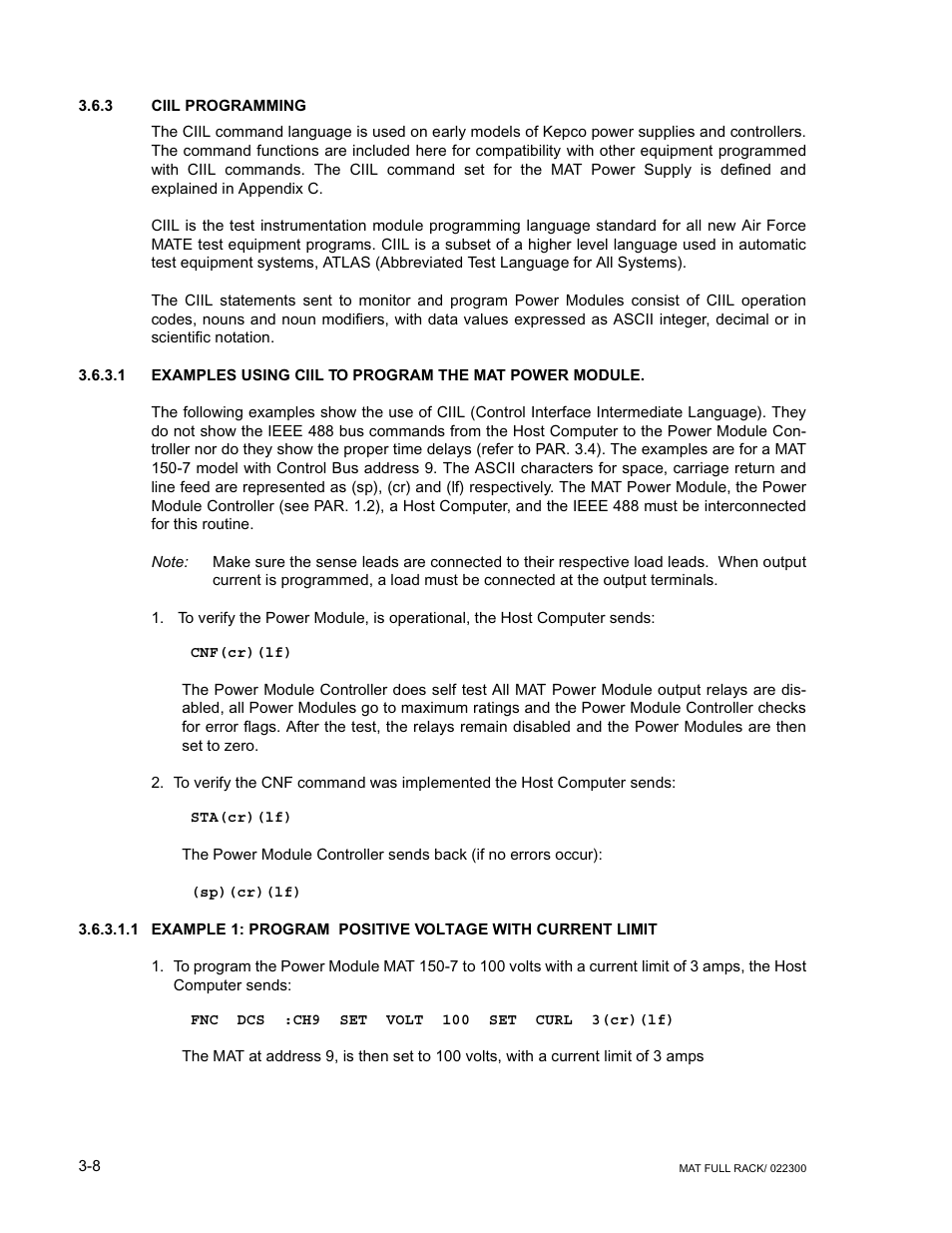 3 ciil programming | KEPCO MAT Full Rack MAT 6V, 15V, 25V AND 36V MODELS User Manual | Page 37 / 46