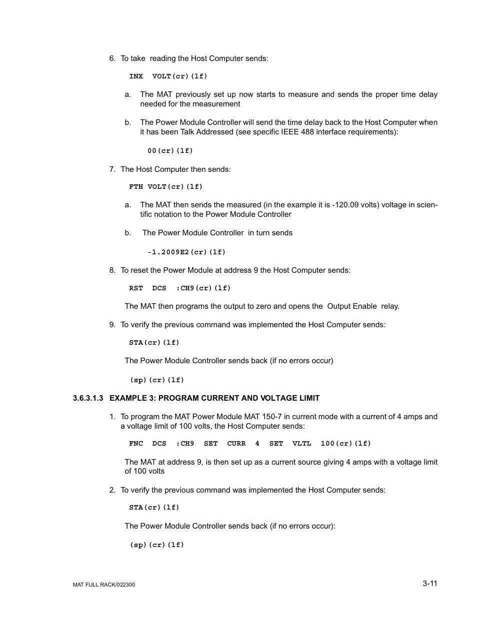 3 example 3: program current and voltage limit | KEPCO MAT Full Rack MAT 6V, 15V, 25V AND 36V MODELS User Manual | Page 40 / 46