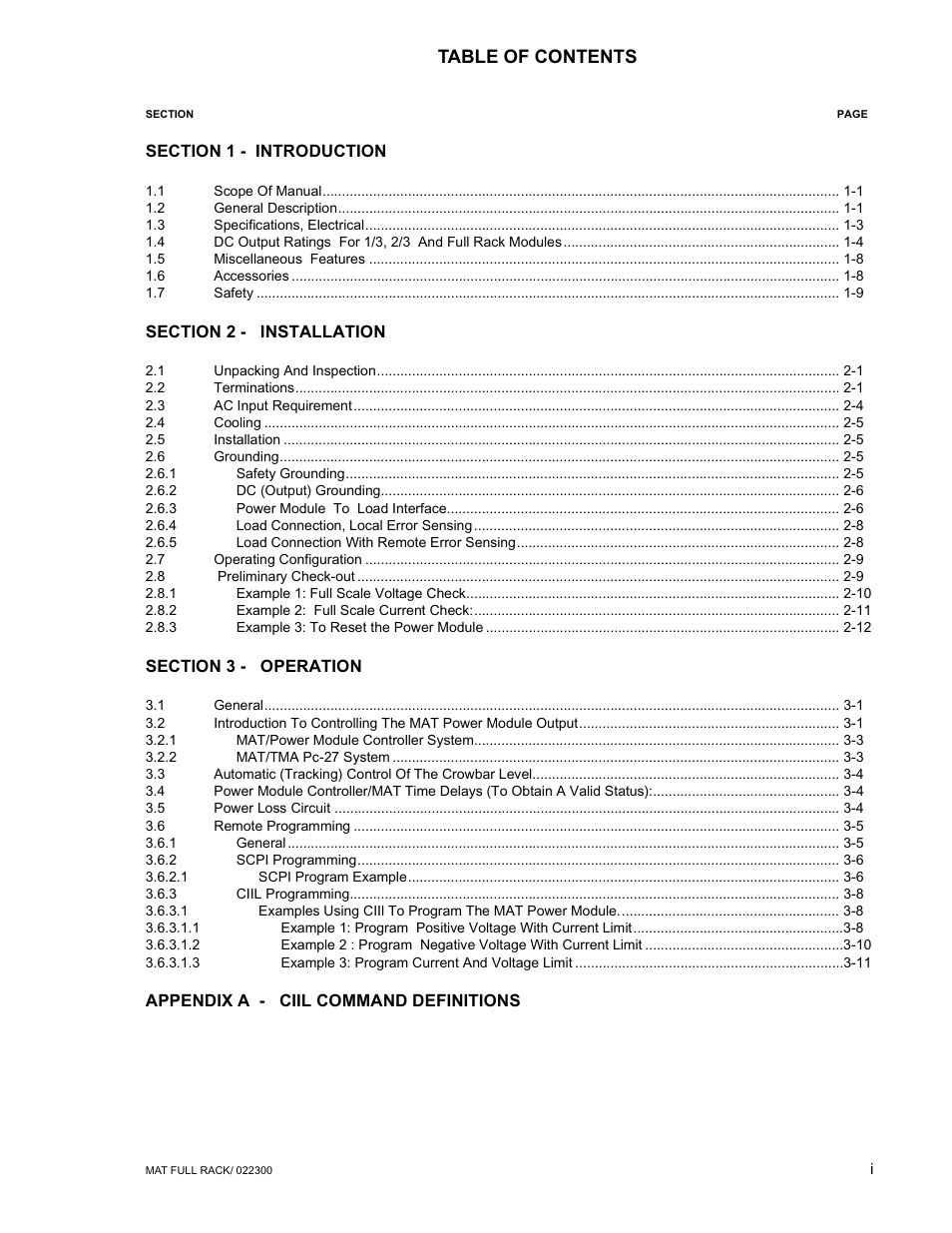 KEPCO MAT Full Rack MAT 6V, 15V, 25V AND 36V MODELS User Manual | Page 6 / 46