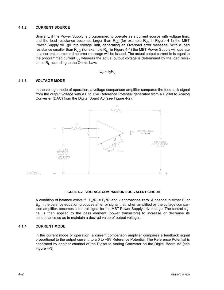 2 current source, 3 voltage mode, Figure 4-2. voltage comparison equivalent circuit | 4 current mode, Current source -2, Voltage mode -2, Current mode -2, Voltage comparison equivalent circuit -2, And 4.1.3) to c | KEPCO MBT Series User Manual | Page 108 / 152