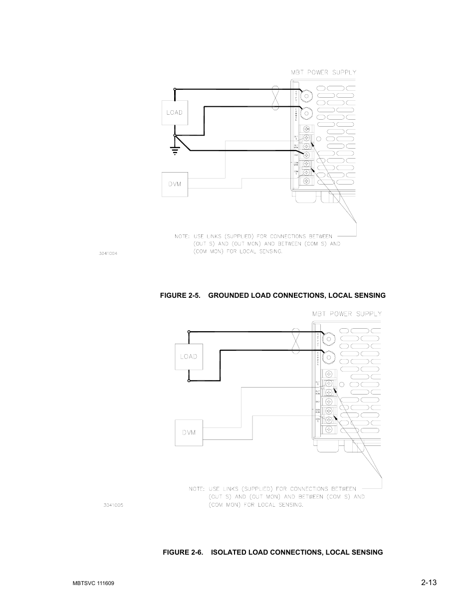 Grounded load connections, local sensing -13, Isolated load connections, local sensing -13, 5 sho | KEPCO MBT Series User Manual | Page 37 / 152