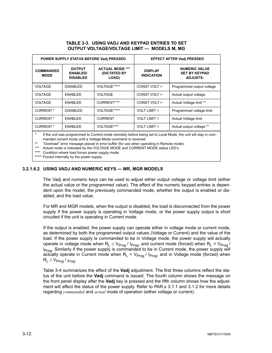 2 using vadj and numeric keys — mr, mgr models, Using vadj and numeric keys — mr, mgr models -12, E 3-3 sum | KEPCO MBT Series User Manual | Page 50 / 152