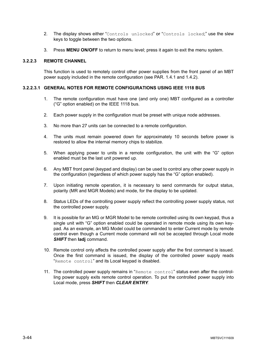 3 remote channel, Remote channel -44, R. 3.2.2.3 p | KEPCO MBT Series User Manual | Page 82 / 152